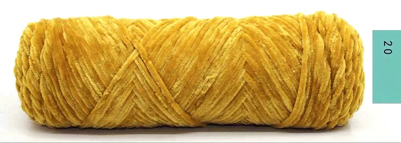 Нитки плюшеві пряжа для пластикової канви створення сумки іграшок своїми руками No20 Куркума жовтий, фото 1