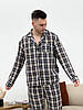 Піжамний комплект для чоловіків COSY з фланелі (штани+сорочка) клітина темн.син./кремовий, фото 4