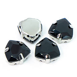 Стрази скло К9 в металевій оправі Трикутник 12 мм Чорний 3 шт.