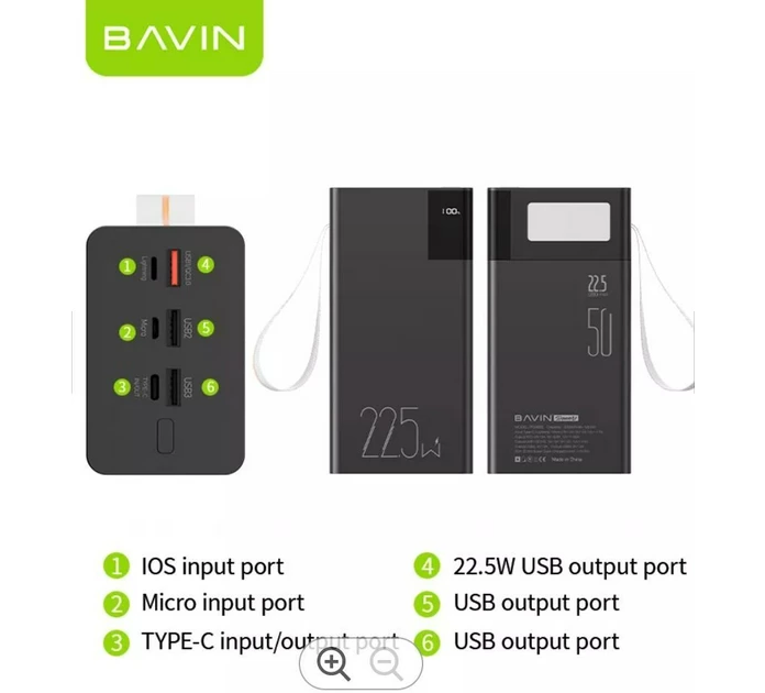 Павербанк power bank Bavin 50000 mah с функцией быстрой зарядки - фото 3 - id-p1738863644