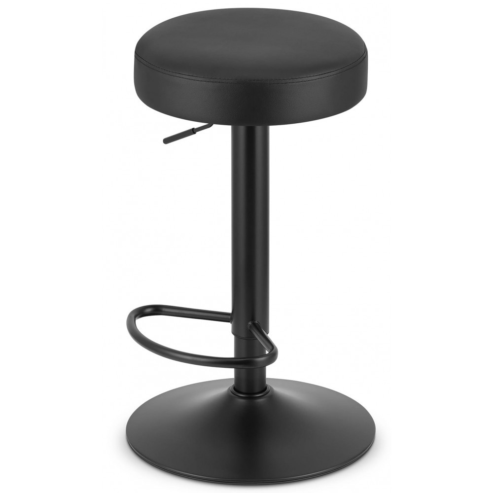 Барний стілець для барної стійки без спинки на кухню на чорній основі високий Hoker еко шкіра B 067 чорний