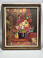 Картина вышивка Розы 56*49 см, ручная работа, картина вишивка ручної роботи