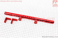 Перемычка руля регулируемая по длине с отверстиями под мото аксессуары 345-360мм, КРАСНЫЙ тип 1