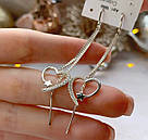 Срібні сережки протяжки з сердечком і зіркою з білими фіанітами, фото 2