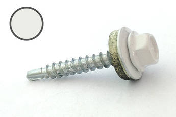 Саморез кровельный 4,8*35 DIN 7504K RAL 9003 по дереву (пач 50шт) (цвет - белый) APRO