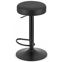 1 Барний стілець для барної стійки без спинки на кухню на чорній основі високий Hoker еко шкіра B 067 чорний