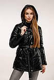 Жіноча демісезонна подовжена куртка В-1299 еко шкіраТон 21, фото 2