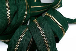 Блискавка No 5 колір зелений/нікель, металева метрова від 1 м