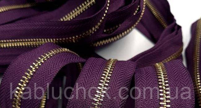 Блискавка № 5 колір фіолетовий / НІКЕЛЬ, металева метражні від 1 м, фото 1