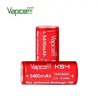 Аккумулятор INR 26650 Vapcell 5400 mAh без защиты, Высокотоковый 15A (Реальная ёмкость) Цена за 1шт