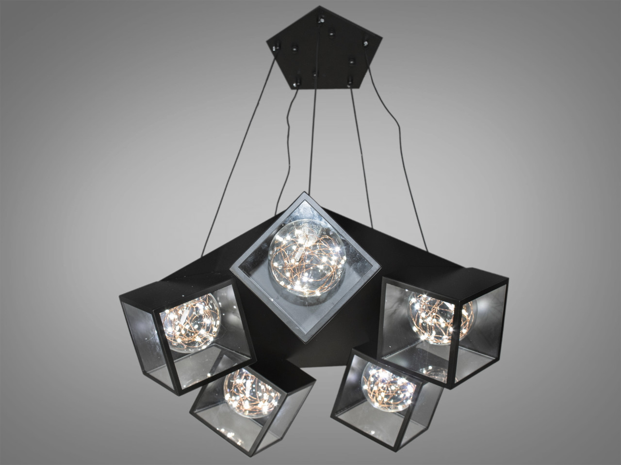 Світлодіодна люстра Loft з тонованим склом, колір чорний, 16W 6188-5-LS