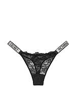 Трусики стрінги зі стразами мереживні Victoria's Secret Shine Strap Thong Panty Black, Розмір M