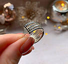 Срібна каблучка доріжки з чорними фіанітами, фото 3