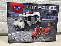 Детский конструктор полицейский фургон с мотоциклом и собакой 206 деталей