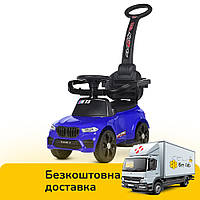 Детская каталка-толокар с родительской ручкой BMW X5 (музыка, свет, MP3, USB) M 4848L-4 Синий