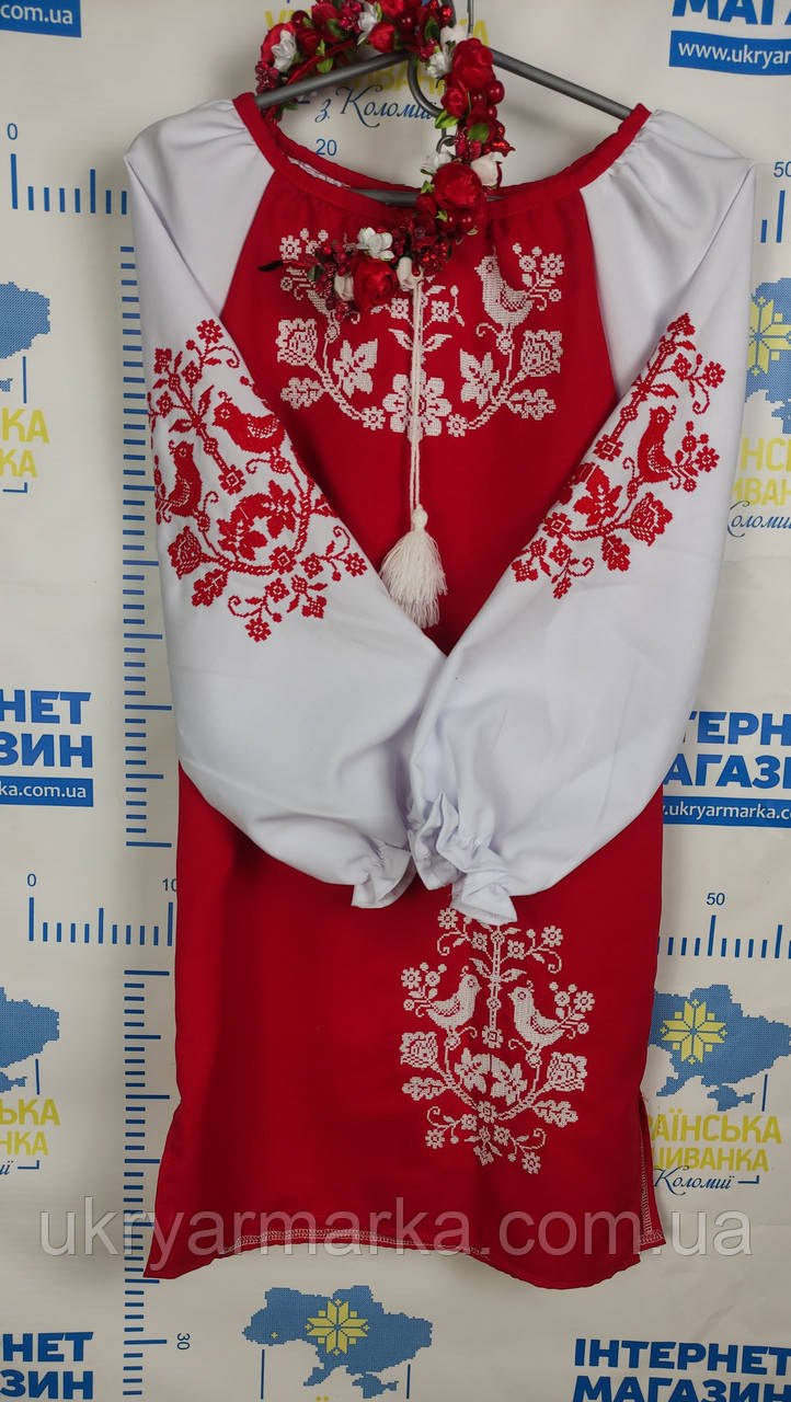 Плаття для дівчинки "Пташки - два кольори" червоне