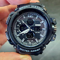 Мужские спортивные наручные часы противоударные водостойкие Skmei 1343 черные