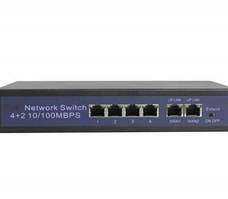 6-портовий некерований PoE комутатор із 4 портами PoE + 2 порти 100 Мбіт/c.