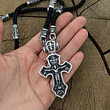 Шовковий шнурок зі срібними вставками та Хрестом, фото 3
