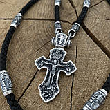 Шовковий шнурок зі срібними вставками та Хрестом, фото 2