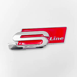 Емблема, значок, наклейка AUDI S-line (Ауді) Хром червона, фото 1