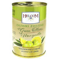 Оливки испанские зеленые фаршированные лимоном Helcom, 280г, ж/б, Польша