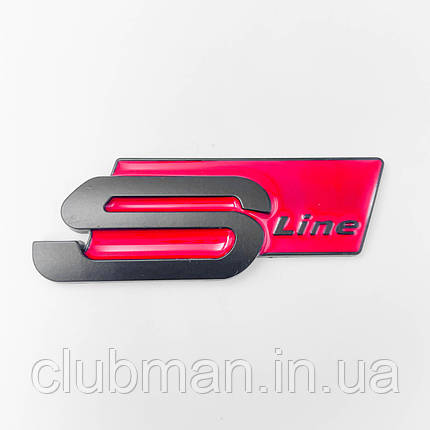 Емблема, значок, наклейка AUDI S-line (Ауді) Чорно червона, фото 1