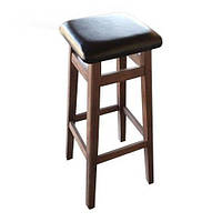 Табурет Барний hoker сидіння м'яке екошкіра чорна каркас горіх темний (Мікс-Меблі ТМ)