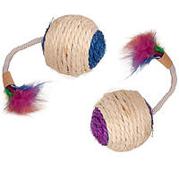 Игрушка для котов Flamingo Bouly Sisal Ball Feather диаметр 6 см (5400585011159)