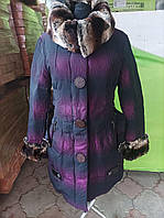 Куртка  пуховик  жіноча чорна фіолетова
