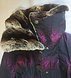 Куртка пуховик жіноча чорна фіолетова 42 44 46, фото 8