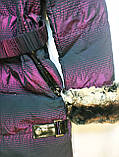 Куртка пуховик жіноча чорна фіолетова 42 44 46, фото 9