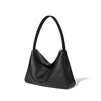 Жіноча шкіряна дизайнерська чорна сумка-мішок