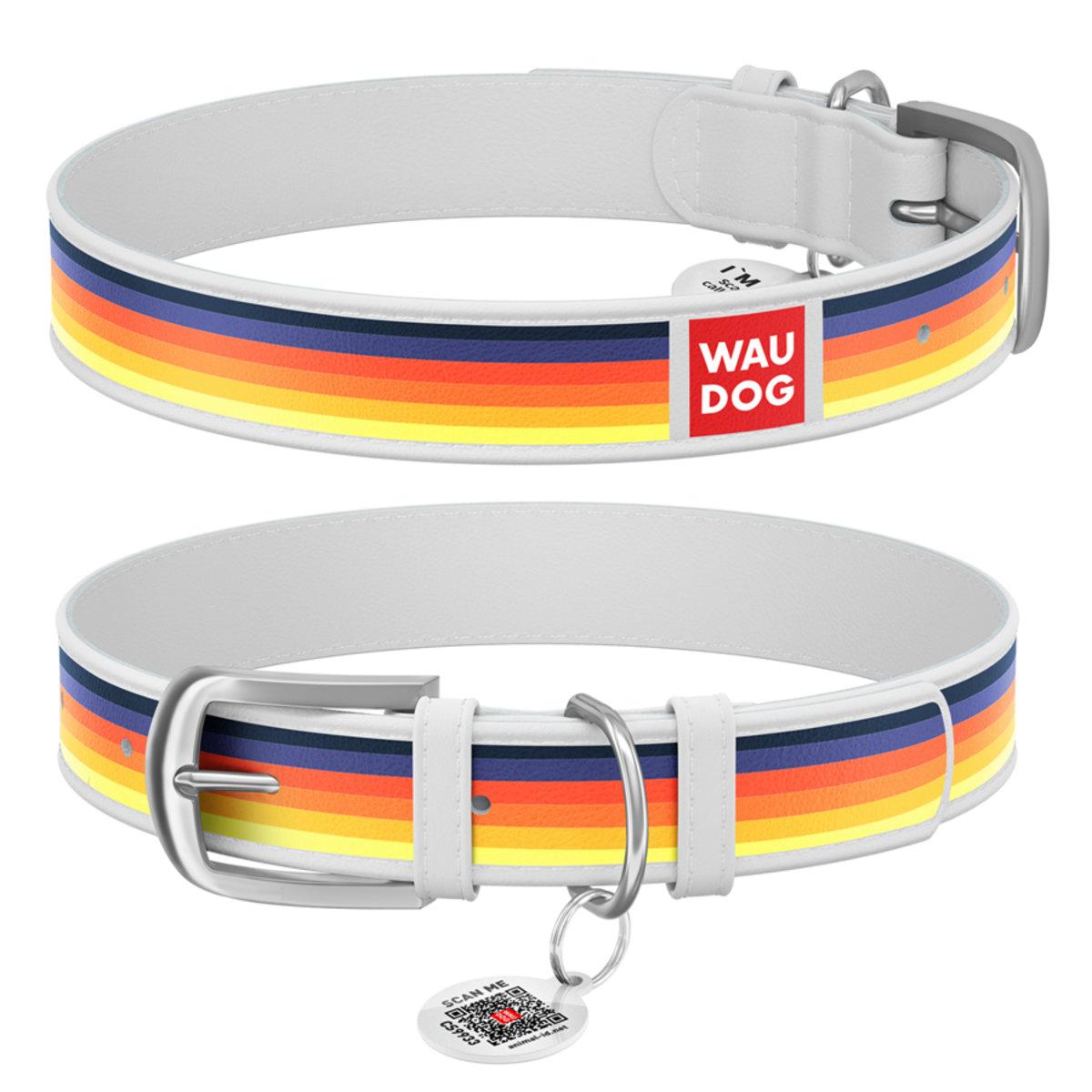 Ошейник WAUDOG Design "Линии" Металлическая Пряжка 20 Мм/30-39 См Белый ...