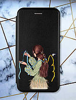 Чехол-книжка с рисунком для Samsung Galaxy A33 5G Чёрный :: Девушка с ласточками (принт 16)