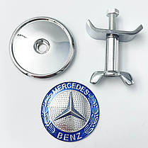 Емблема Mercedes Benz (Мерседес) 45 мм Хром Синя, фото 3
