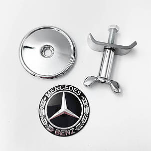 Емблема Mercedes Benz (Мерседес) 45 мм Хром лого Чорна, фото 3