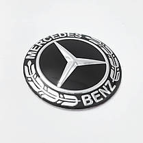 Емблема Mercedes Benz (Мерседес) 45 мм Хром лого Чорна, фото 4