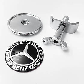 Емблема Mercedes Benz (Мерседес) 45 мм Хром лого Чорна