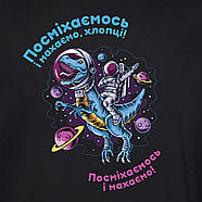 Худі для хлопчика на флісі з малюнком "Пригоди динозавра у космічному просторі", фото 2