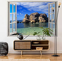 Постер декоративный, Окно на море, для визуального расширения пространства помещения 118 х 168 см без