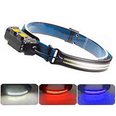 Ліхтар налобний BL-W691-2COB (white+red+RGB), Motion Sensor, ЗУ Type-C, фото 3