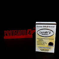 Лактобациллы California Gold Lactobif 5 probiotics 60 растительных капсул, пробиотики