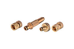 Набір латунний для поливу Intertool-Storm 1 насадка 1/2" × 1 адаптер 1/2 і 3/4" × 2 конектори 1/2" (GE-1426)