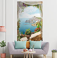 Постер декоративный, Балкон с видом на бухту, для визуального расширения пространства помещения 187 х 118 см