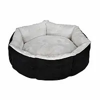 Лежак для тварин Milord Cupcake, круглий, чорний з сірим, розмір S, 50 см, 5 кг