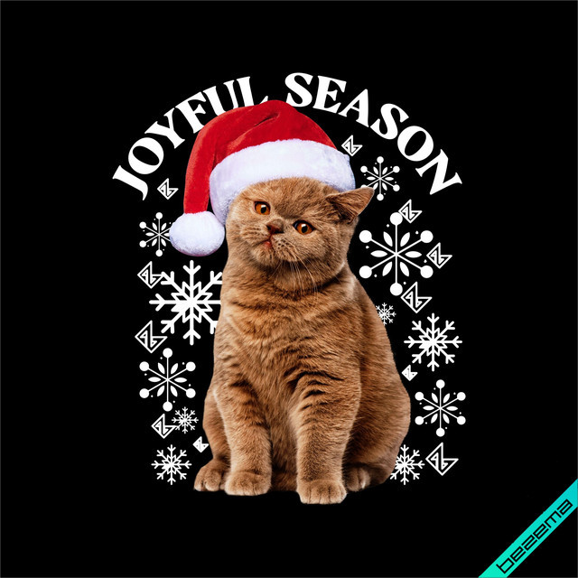 Термоаплікація Кіт у шапці Санта Клауса [Свій розмір в асортименті]