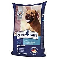 Сухой корм Клуб 4 Лапы Премиум для взрослых собак всех пород ягненок и рис гипоаллергенный 14 кг