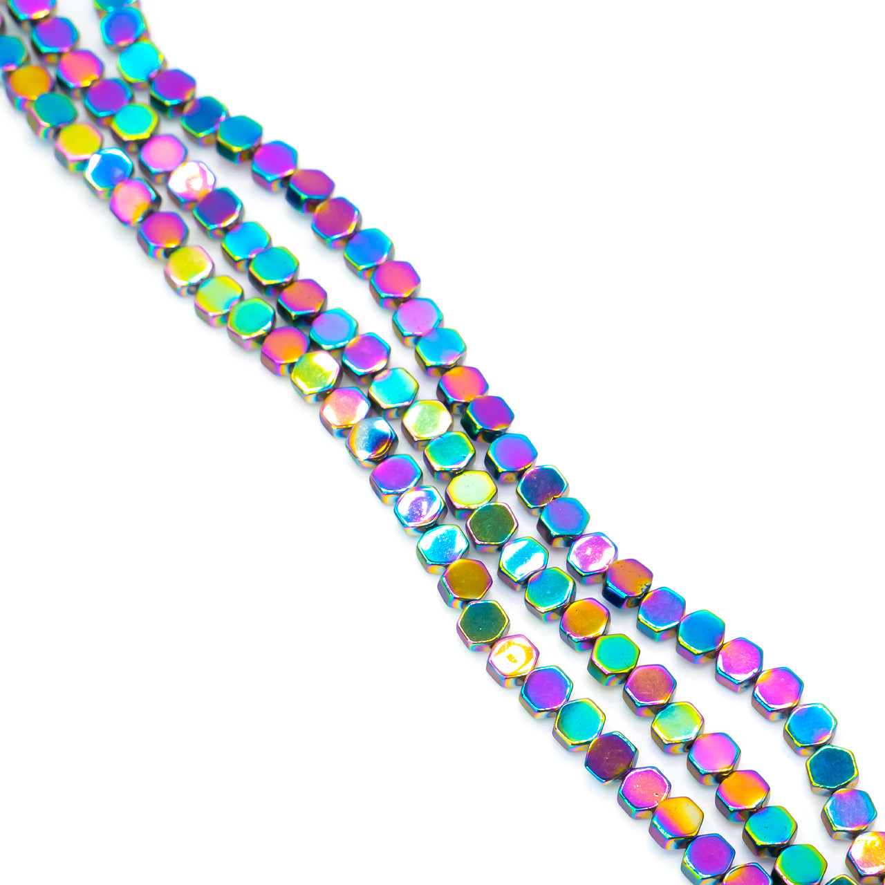 Намистини Шестигранник Гематит 4х4 мм Барвистий 40 см +-93 шт., фото 1