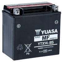 Аккумулятор сухозаряженный YUASA YTX14-BS AGM 12 Аh, 200 A (+/-)